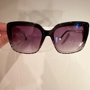 Tahari TH894 OXAN Sunglasses Black Oversized Metal Summer NWT